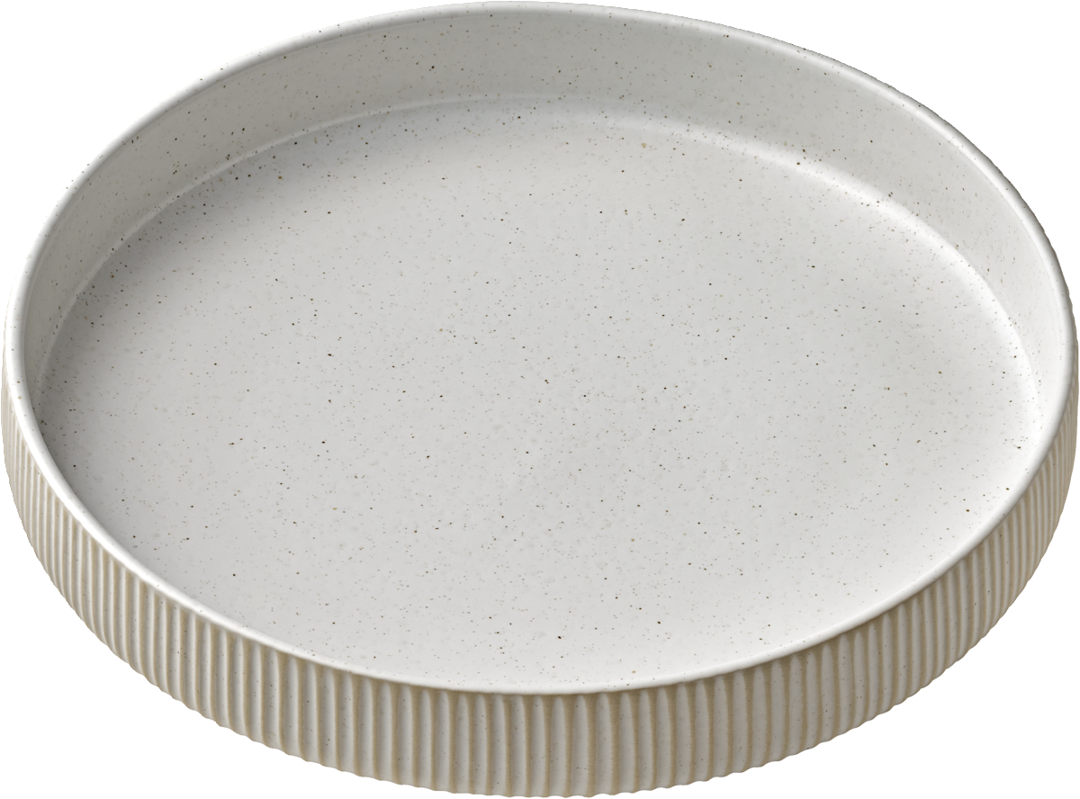 Plate round deep high rim embossed white 24cm