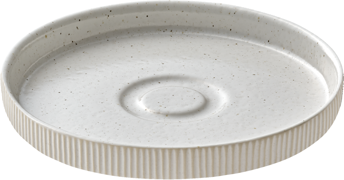 Saucer round embossed white 15cm