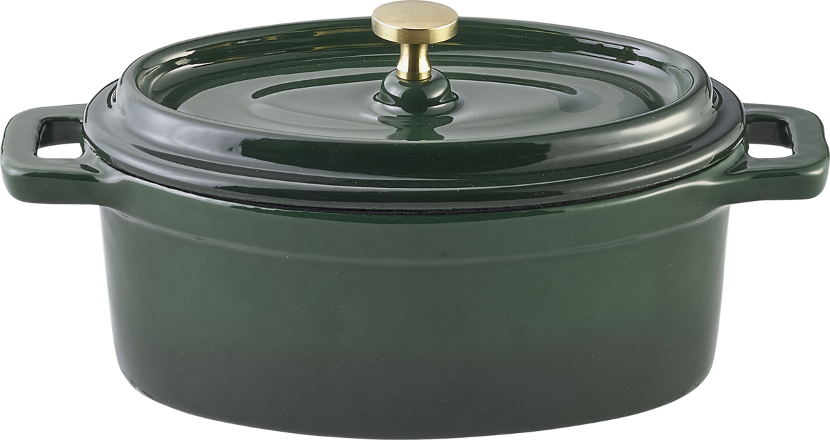 Cocotte oval green 15x10cm