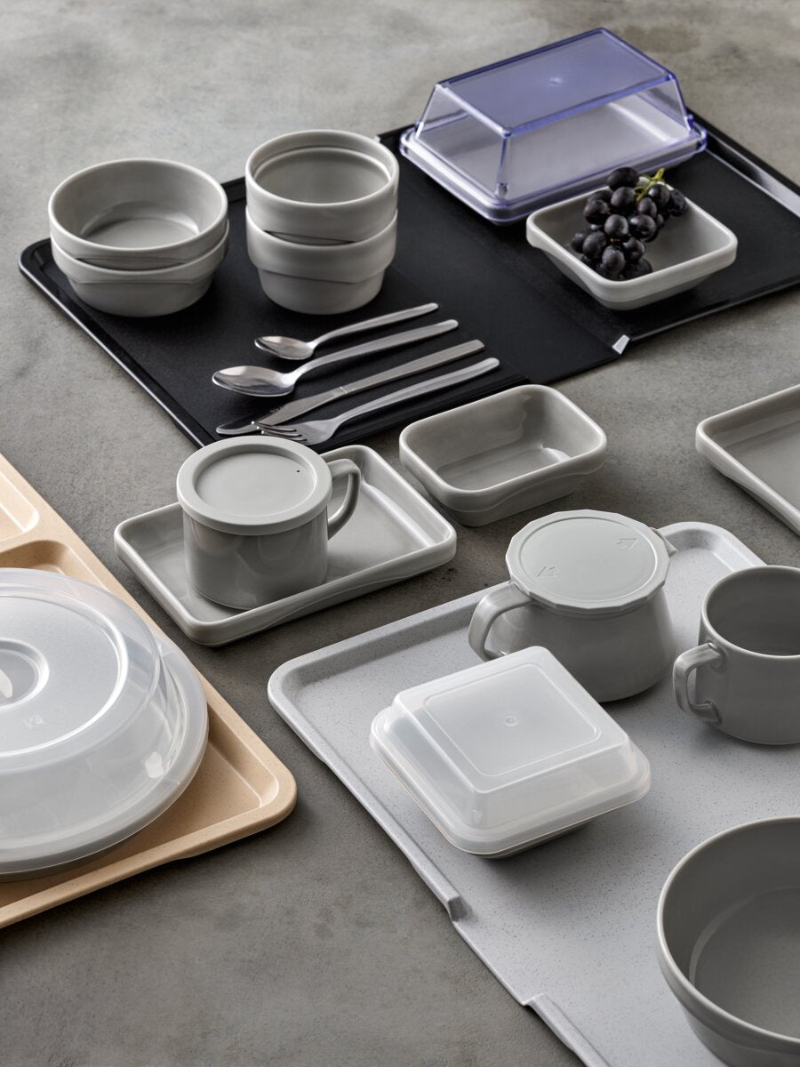 Plastic cover square with handle gray high temp 21x21cm (160°C)