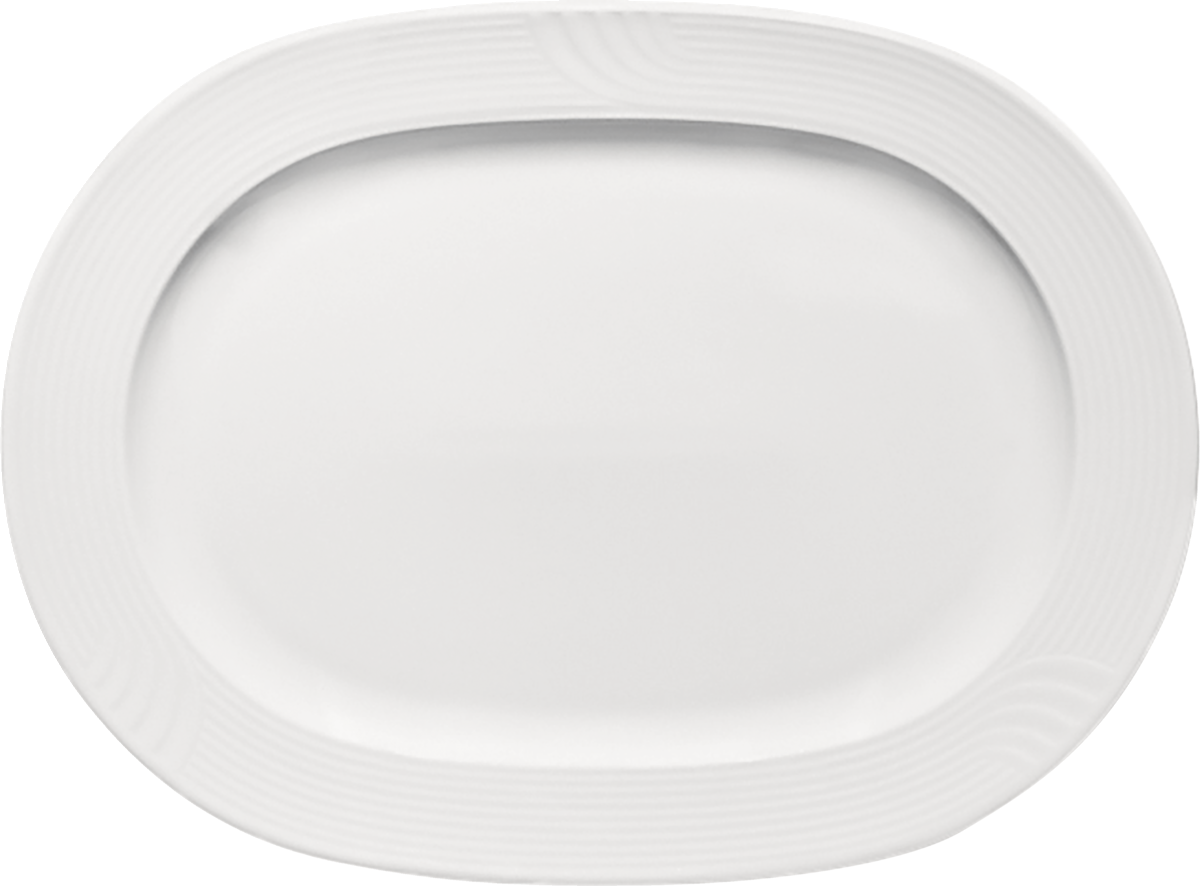 Platter oval with rim embossed 35x27cm