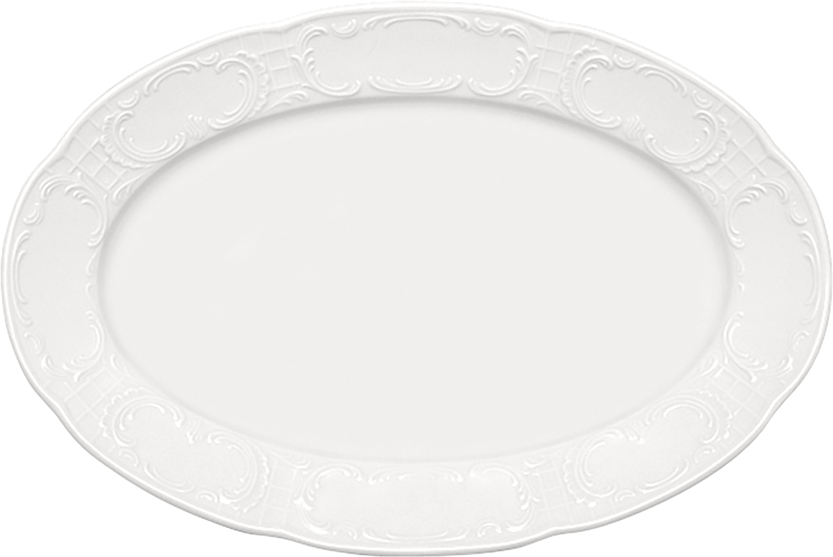 Platter oval with rim embossed 36x24cm