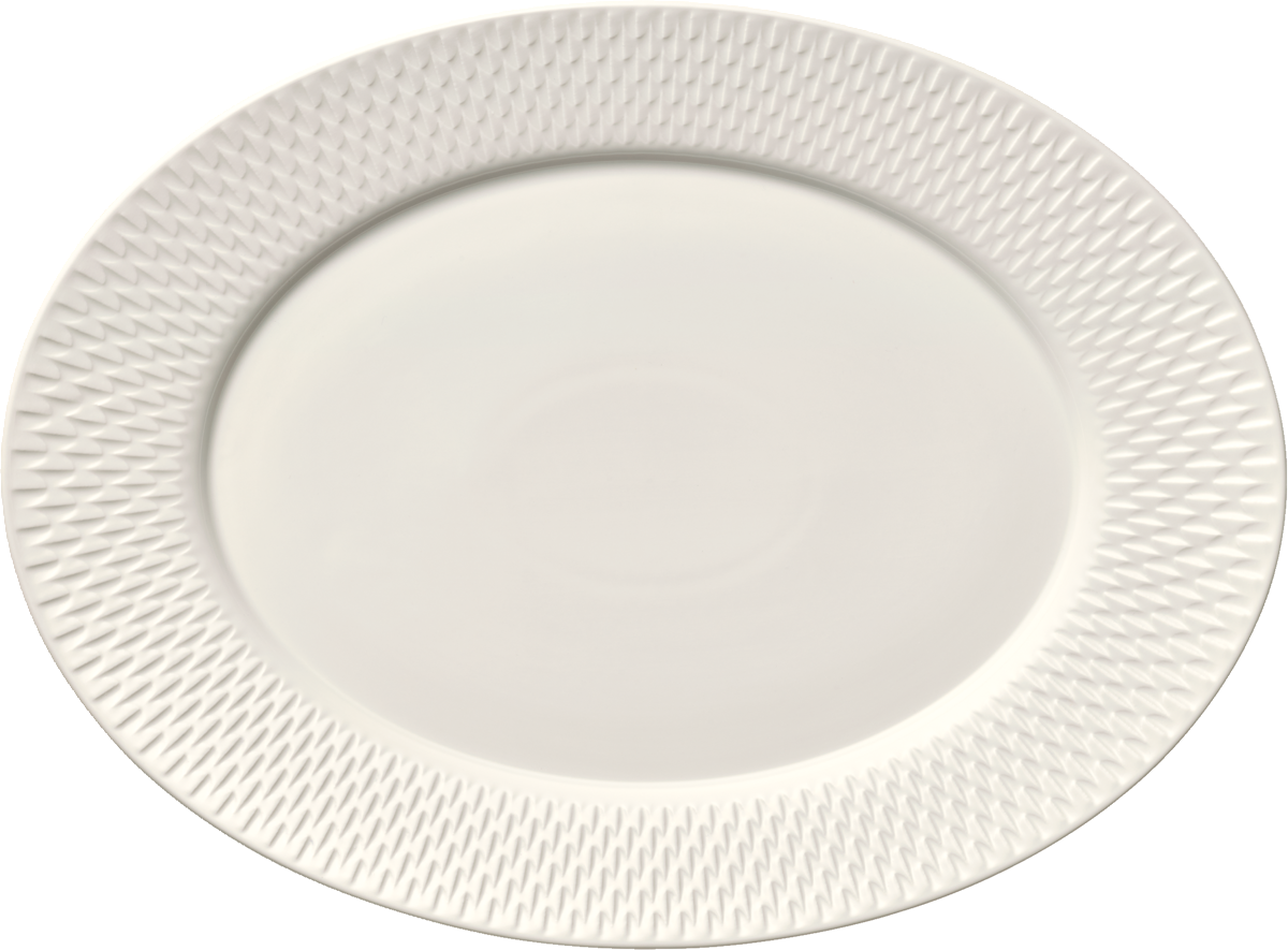 Platter oval with rim embossed 18x13cm