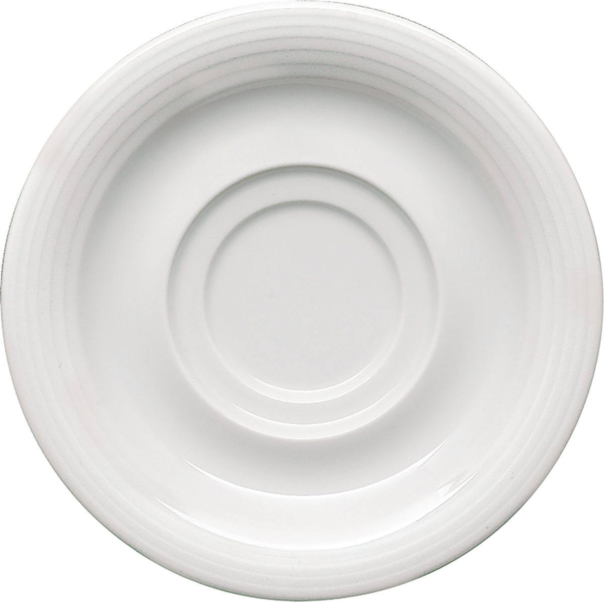 Saucer round with double well embossed 16cm