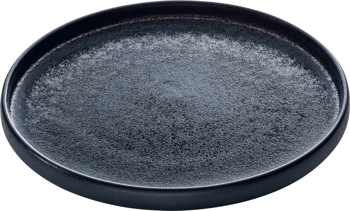 Plate flat round black 27cm