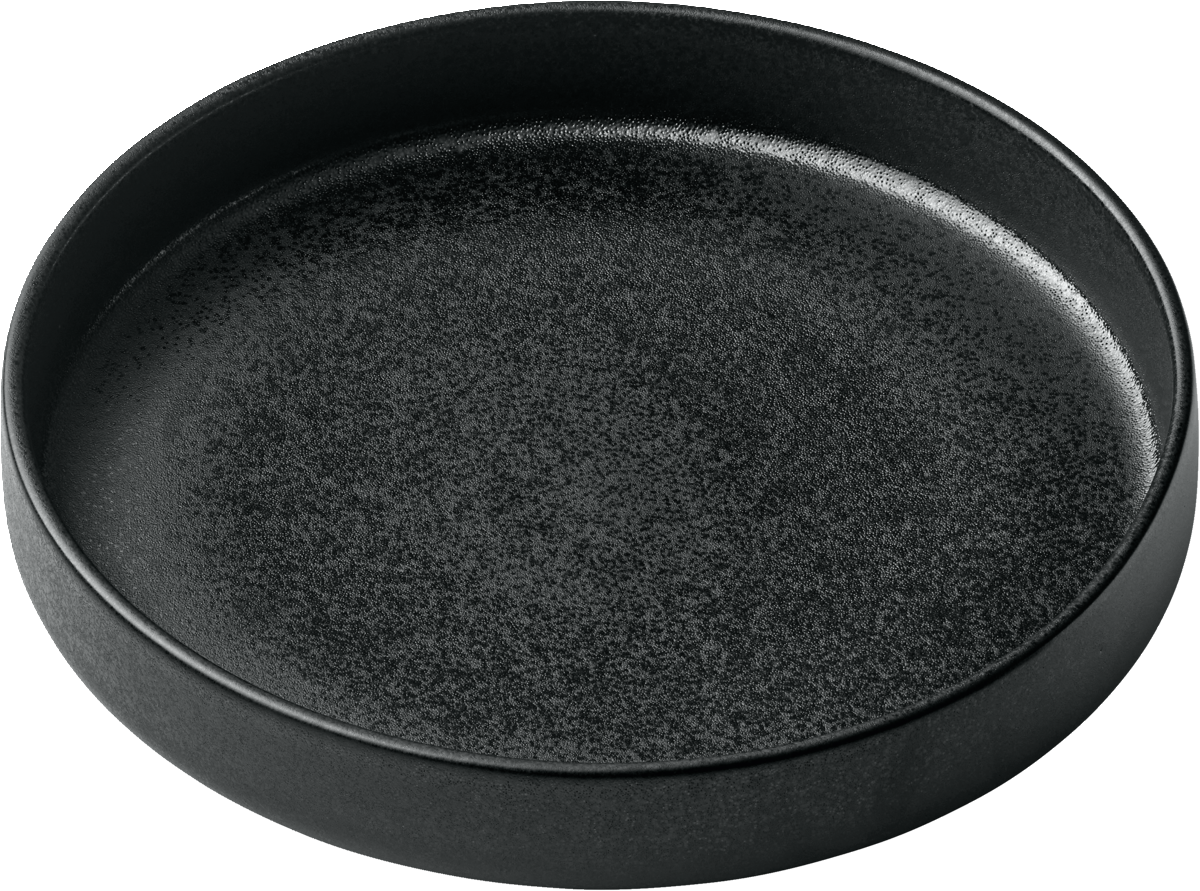 Plate round deep high rim black 24cm
