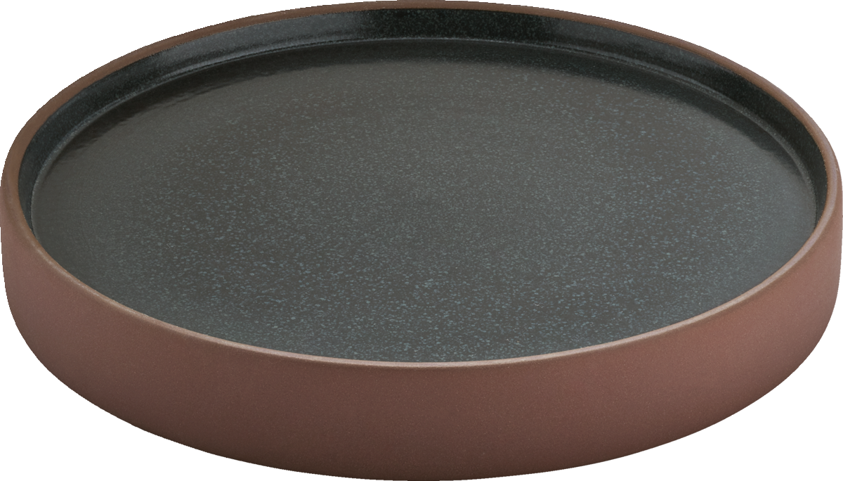 Plate flat/half-deep round brown/black 21cm
