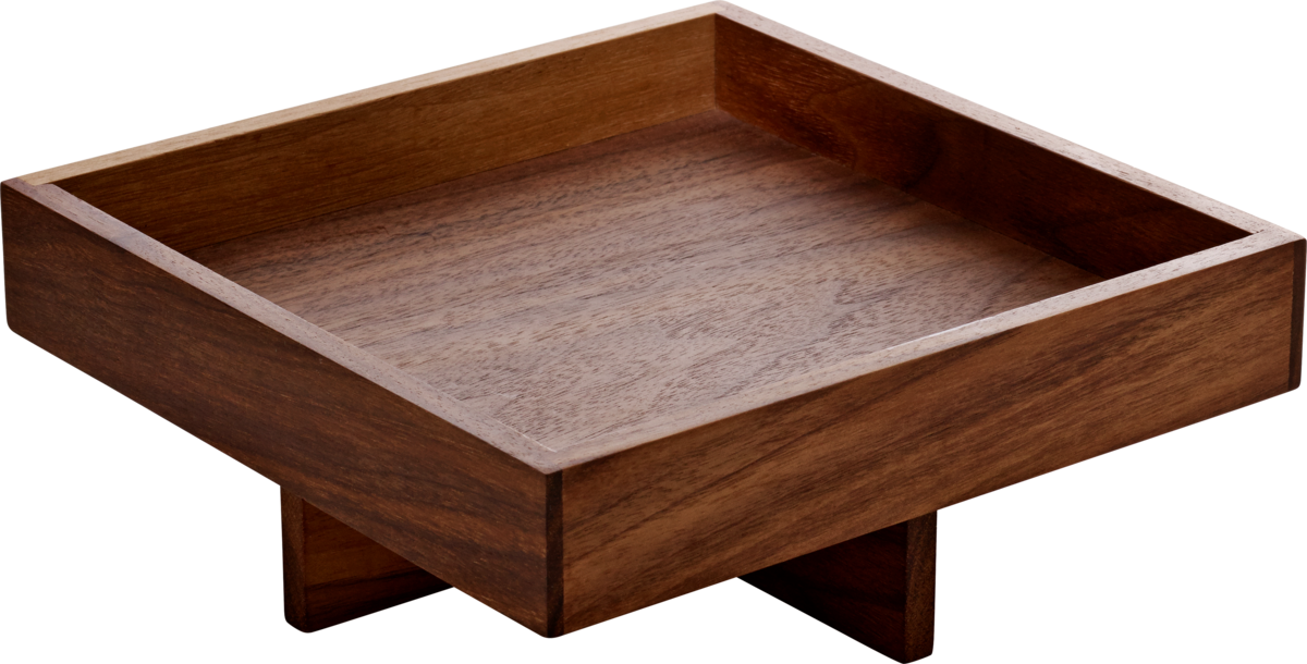 Menage square on stand walnut 4cm height, 18x18cm