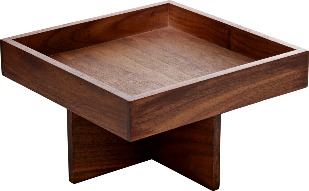 Menage square on stand walnut 8cm height, 18x18cm