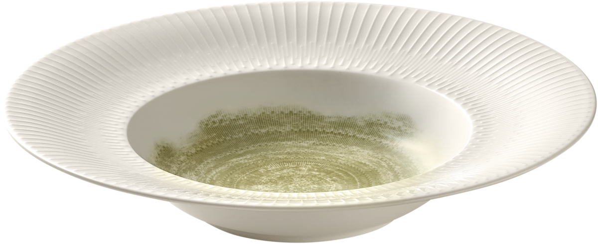 Plate deep round with rim embossed 24cm