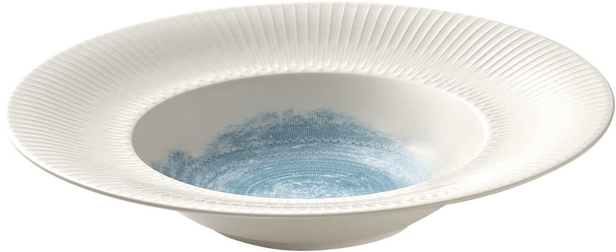 Plate deep round with rim embossed 24cm