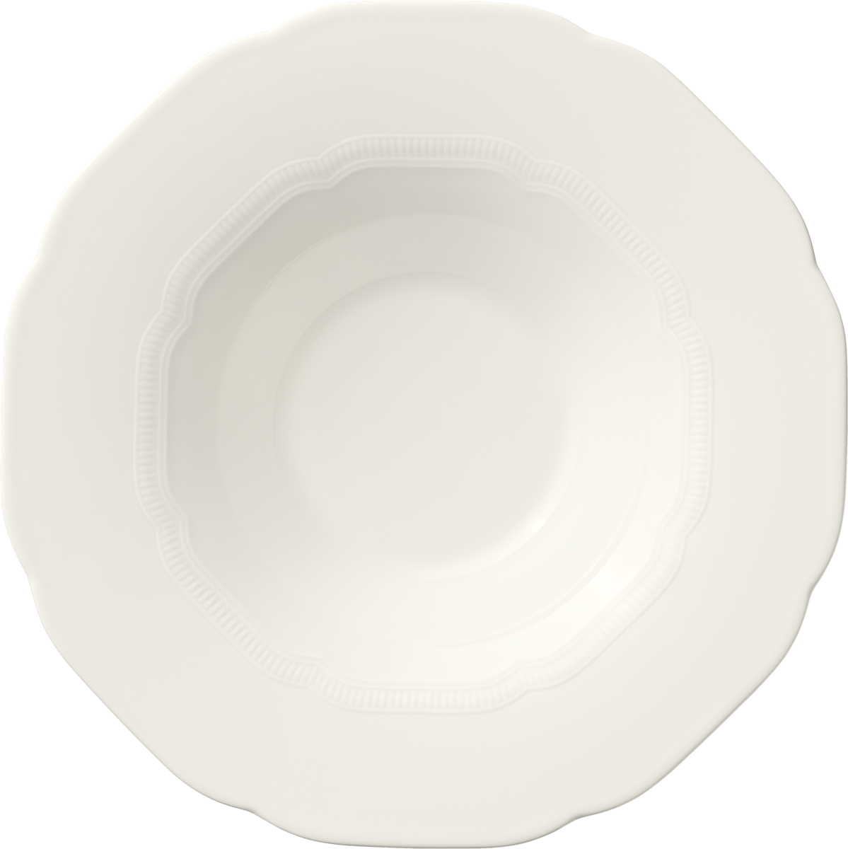 Plate deep round with rim embossed 28cm