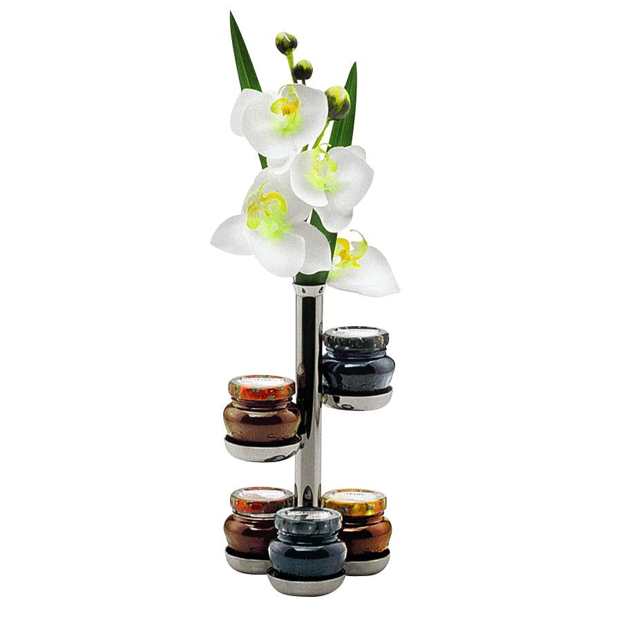 Stand f. jam glasses, 5pcs., w. vase