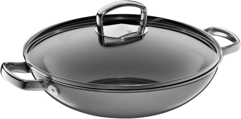 Fusiontec Mineral Wok with glass lid, 32 cm, Platinum