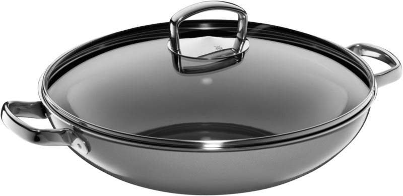 Fusiontec Mineral Wok with glass lid, 36 cm, Platinum