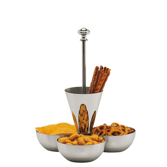 Snack stand, 4-part, silver-plated
