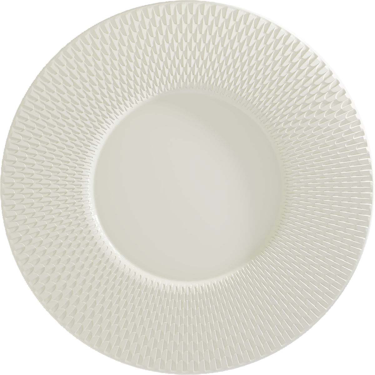 Plate flat round wide rim embossed 30cm