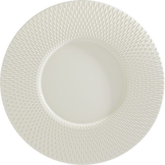 Plate flat round wide rim embossed 30cm