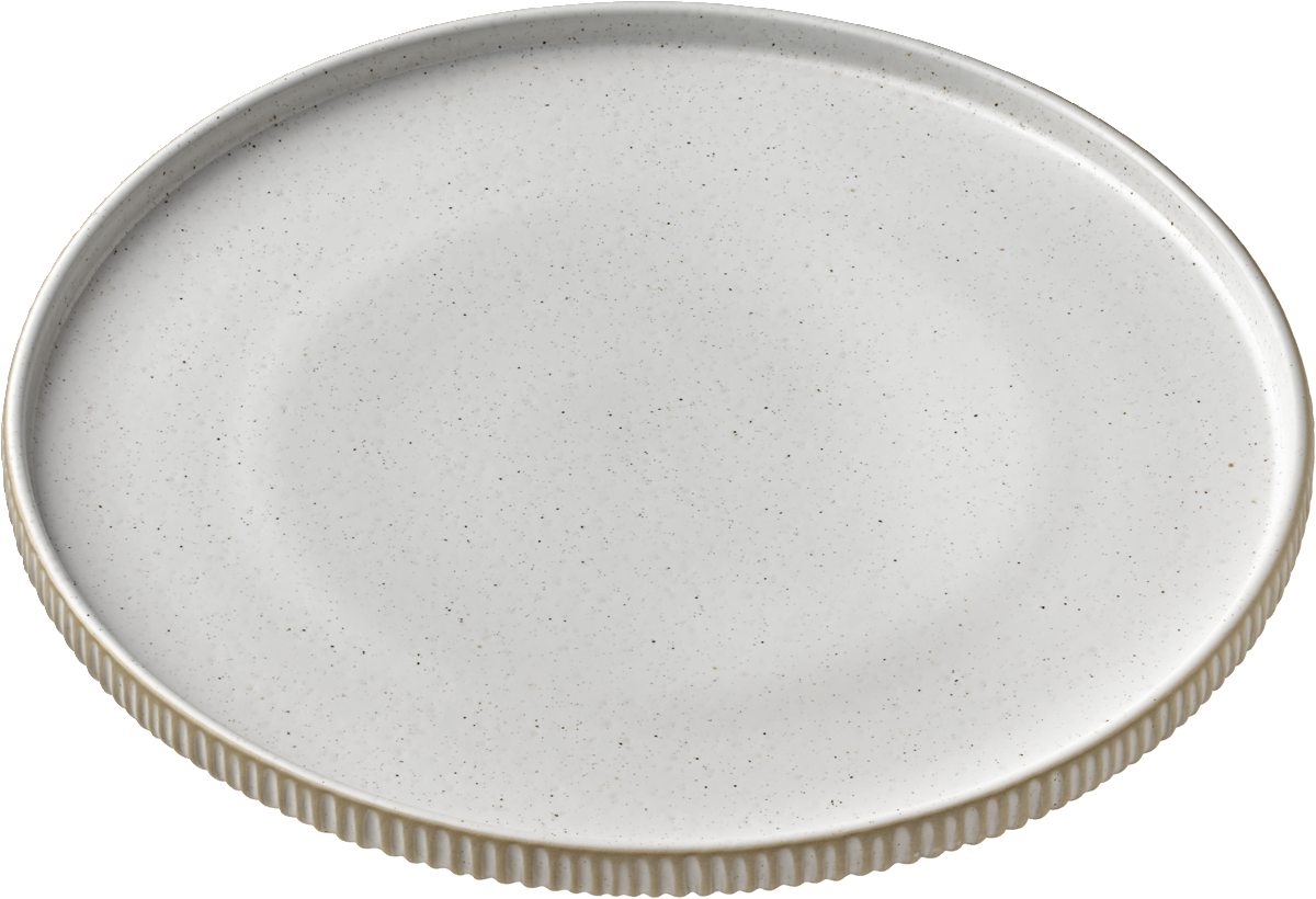 Plate round flat high rim embossed white 21cm