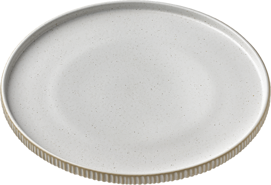 Plate round flat high rim embossed white 21cm