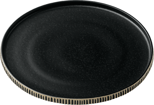 Plate round flat high rim embossed black/white 21cm
