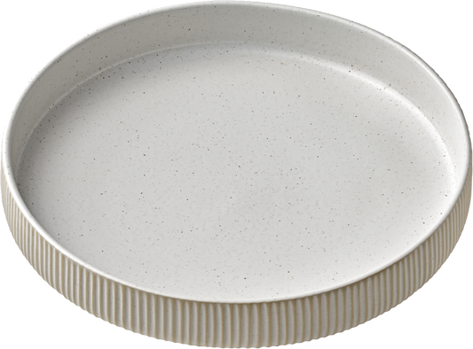 Plate round deep high rim embossed white 24cm