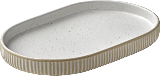 Platter oval coupe embossed white 18cm