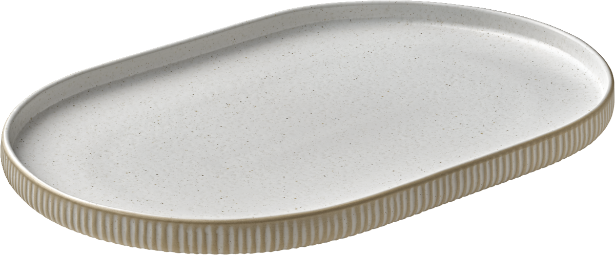 Platter oval coupe embossed white 30cm