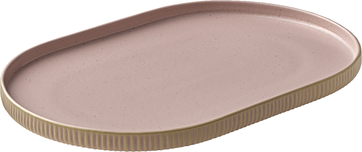 Platter oval coupe embossed rosé 30cm