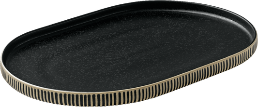 Platter oval coupe embossed black/white 30cm