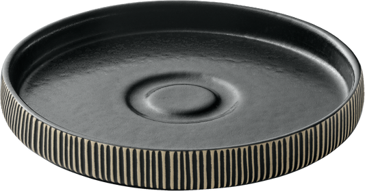 Saucer round embossed black/white 15cm