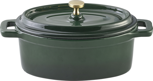 Cocotte oval green 15x10cm