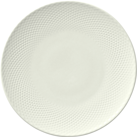 Plate flat round coupe embossed cream 28cm