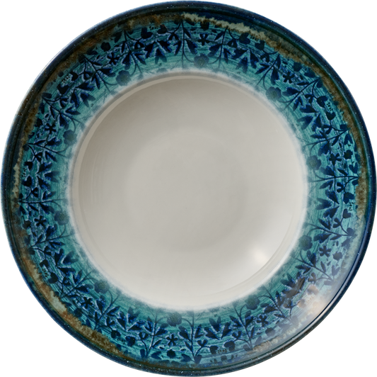 Plate deep round with rim indigo 27cm