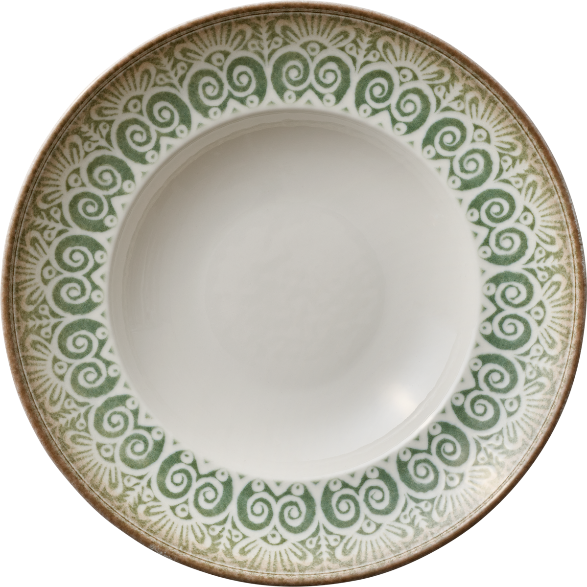 Plate deep round with rim jade 27cm