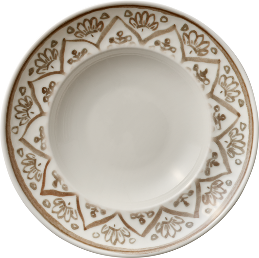 Plate deep round with rim sienna 27cm