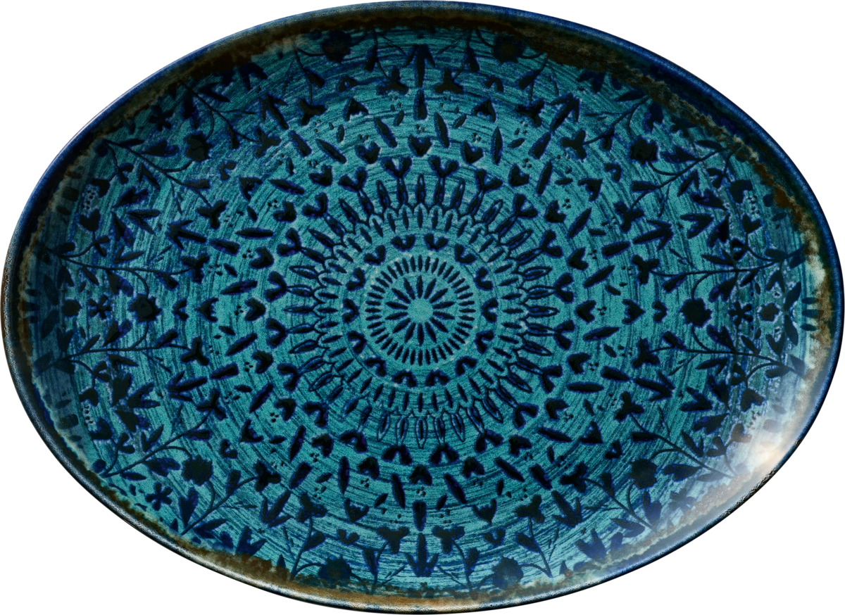 Platter oval coupe indigo 32x24cm