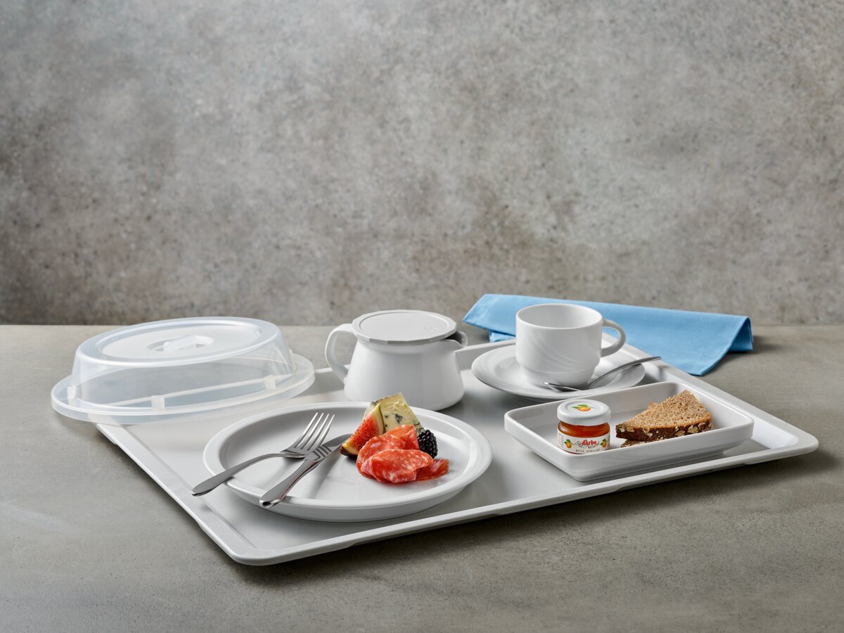 Plastic cover square with handle gray high temp 21x21cm (160°C)