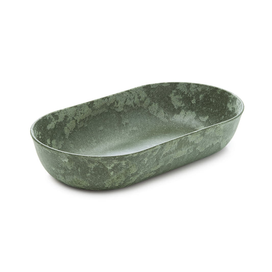Platter oval 35cm green