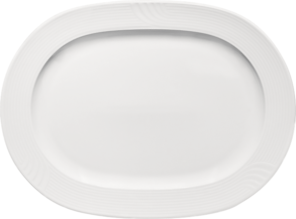 Platter oval with rim embossed 32x24cm