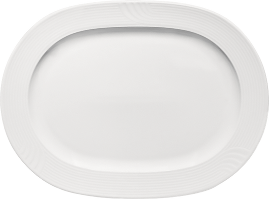 Platter oval with rim embossed 35x27cm