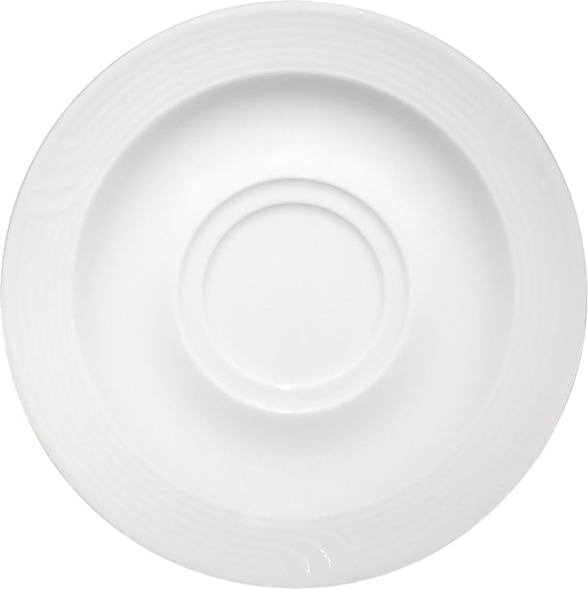 Saucer round with double well embossed 16cm