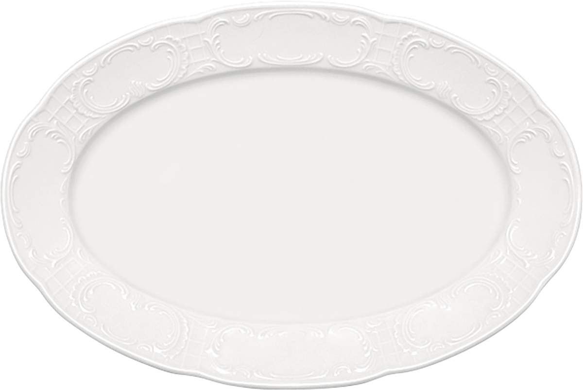 Platter oval with rim embossed 28x19cm