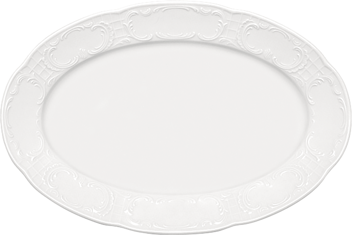 Platter oval with rim embossed 32x21cm