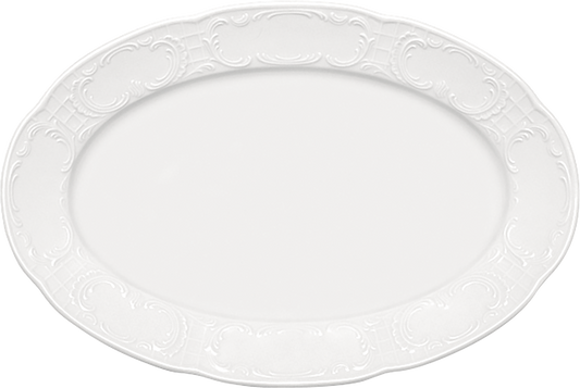 Platter oval with rim embossed 32x21cm