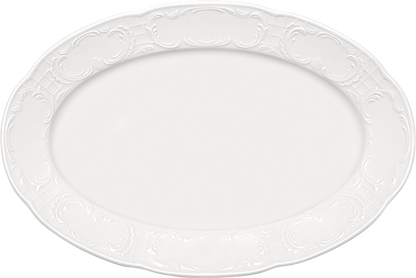 Platter oval with rim embossed 36x24cm