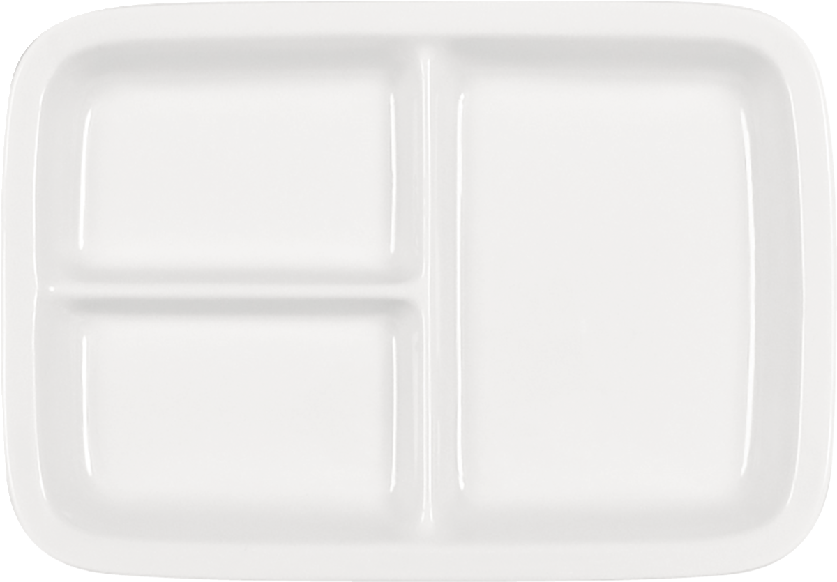 Platter rectangular 3-part plain bottom 27x19cm