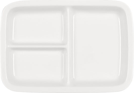 Platter rectangular 3-part plain bottom 27x19cm