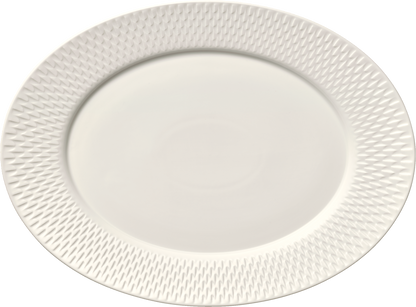 Platter oval with rim embossed 18x13cm