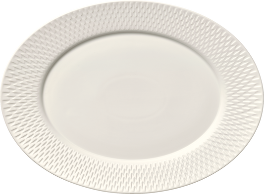 Platter oval with rim embossed 18x13cm